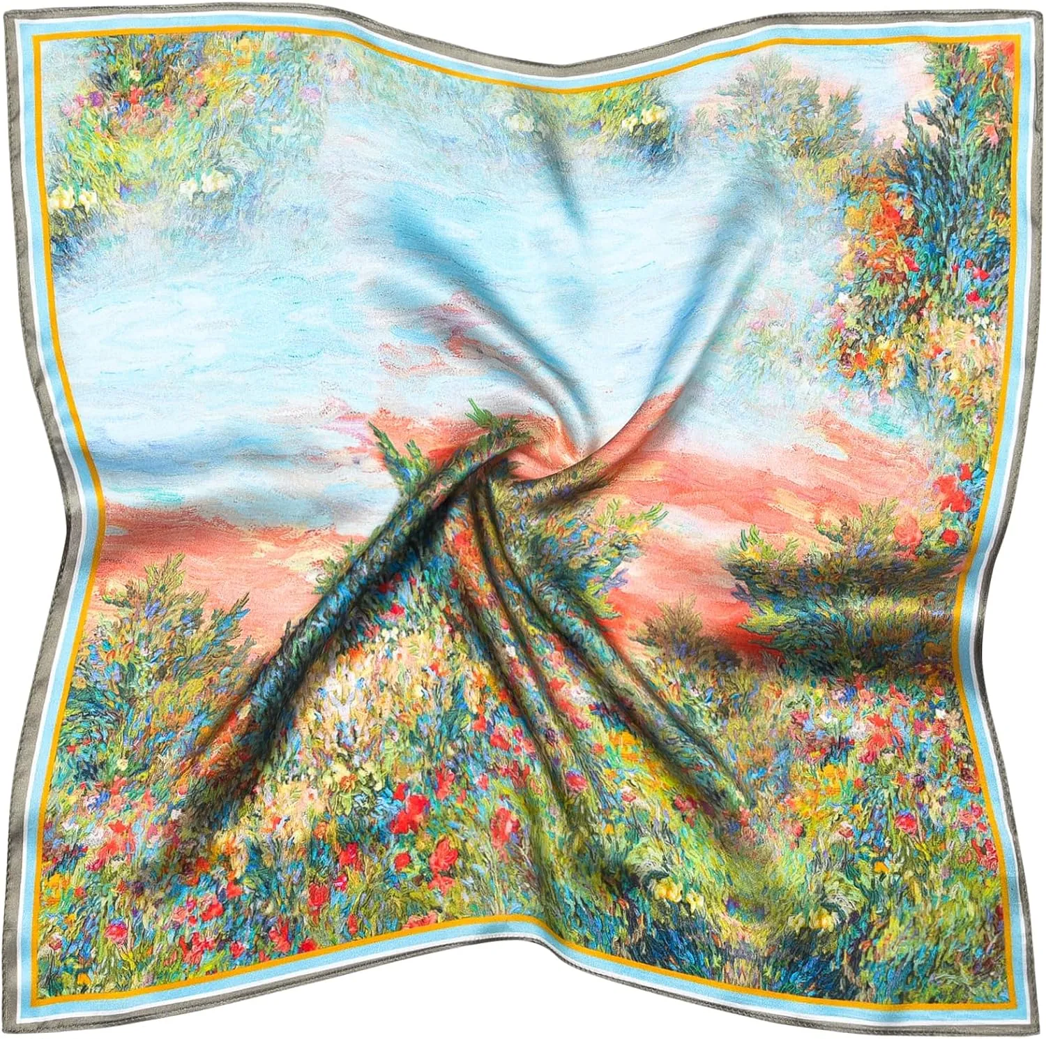 100% Mulberry Silk Scarf 21 "x 21" Square - Neck Scarf - Women Men Small Square Pocket Scarf - With Gift Packed