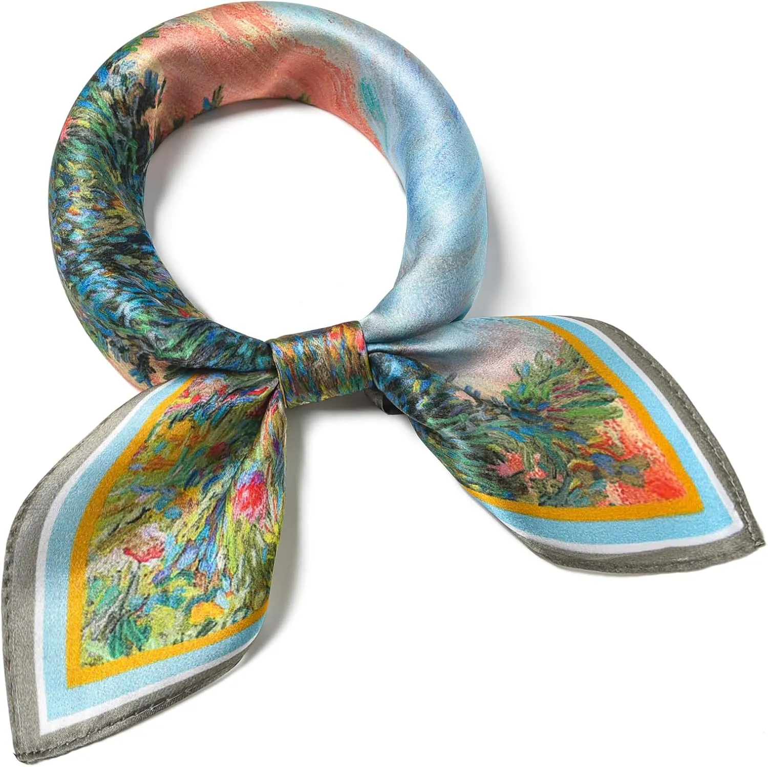 100% Mulberry Silk Scarf 21 "x 21" Square - Neck Scarf - Women Men Small Square Pocket Scarf - With Gift Packed