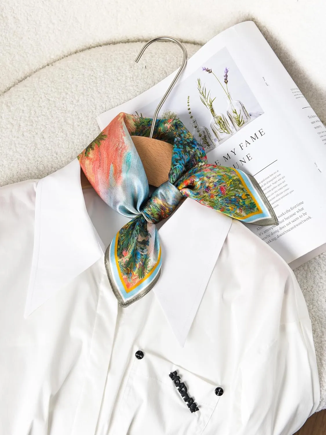 100% Mulberry Silk Scarf 21 "x 21" Square - Neck Scarf - Women Men Small Square Pocket Scarf - With Gift Packed