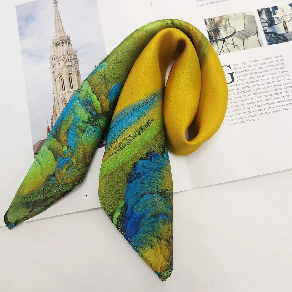 100% Mulberry Silk Scarfs for Women-Lightweight Square Satin Head Scarf-Small Silk Hair Scarf for Sleeping 21"x21"