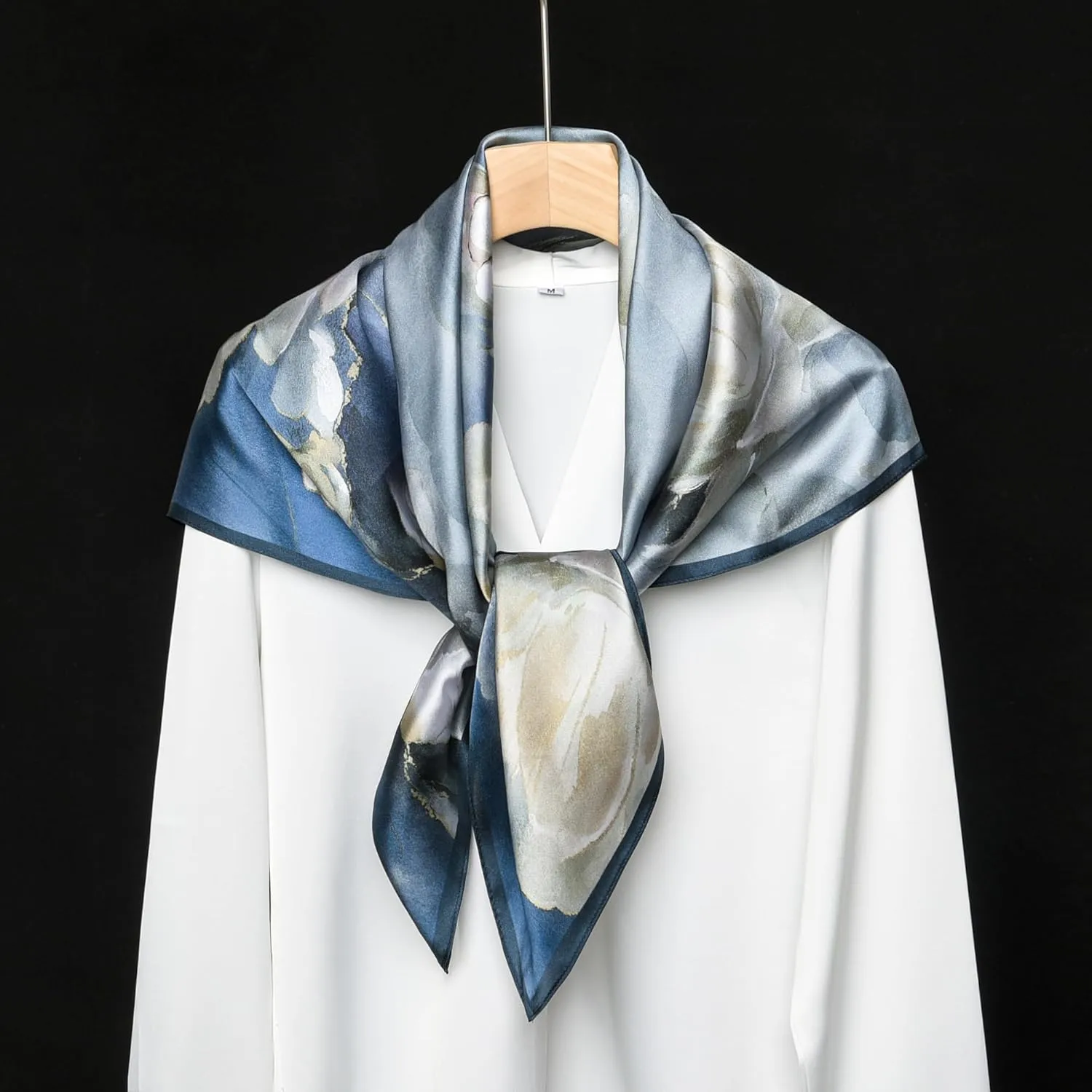 100% Pure Mulberry Silk Scarf 35" Large Square Lightweight Headscarf –Women’s Hair Wraps The shawl-With Gift Packed