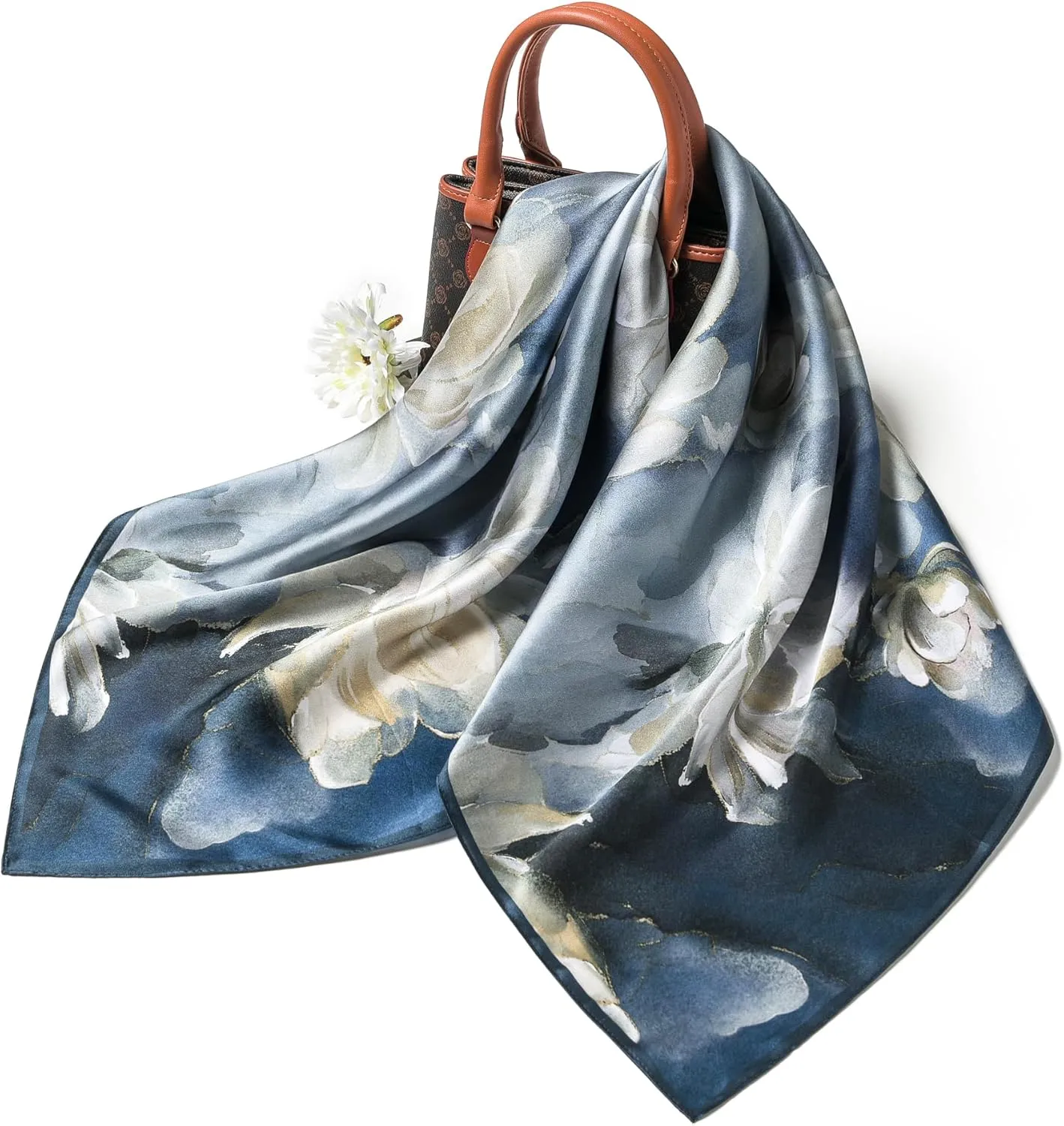 100% Pure Mulberry Silk Scarf 35" Large Square Lightweight Headscarf –Women’s Hair Wraps The shawl-With Gift Packed