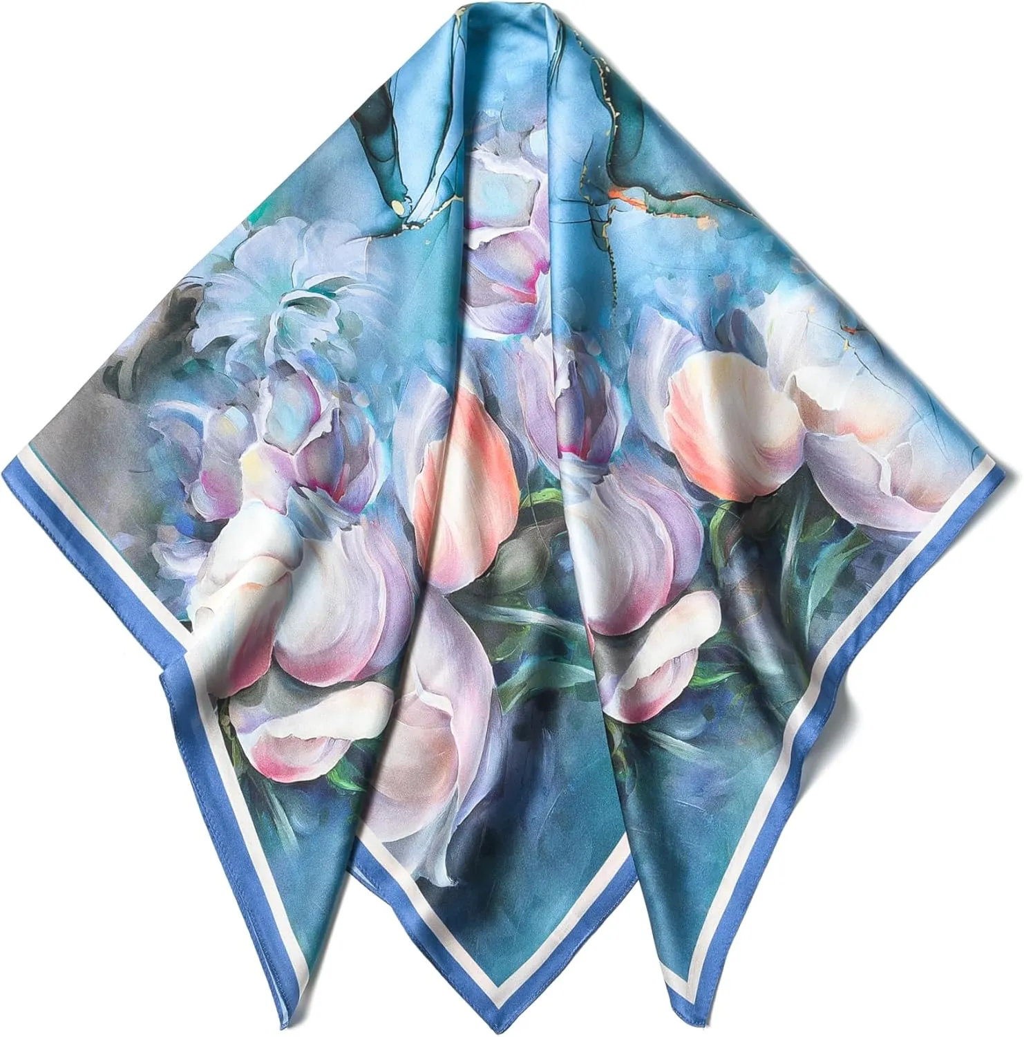 100% Pure Mulberry Silk Scarf 35" Large Square Lightweight Headscarf –Women’s Hair Wraps The shawl-With Gift Packed