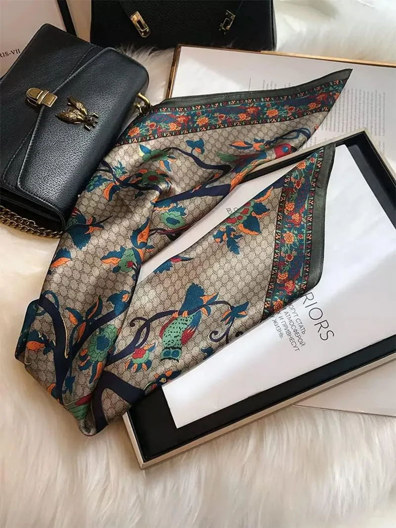 100% Pure Mulberry Silk Square Scarf 25.6" X25.6'' - Head & Neck Scarf for Women, Gift-Packaged