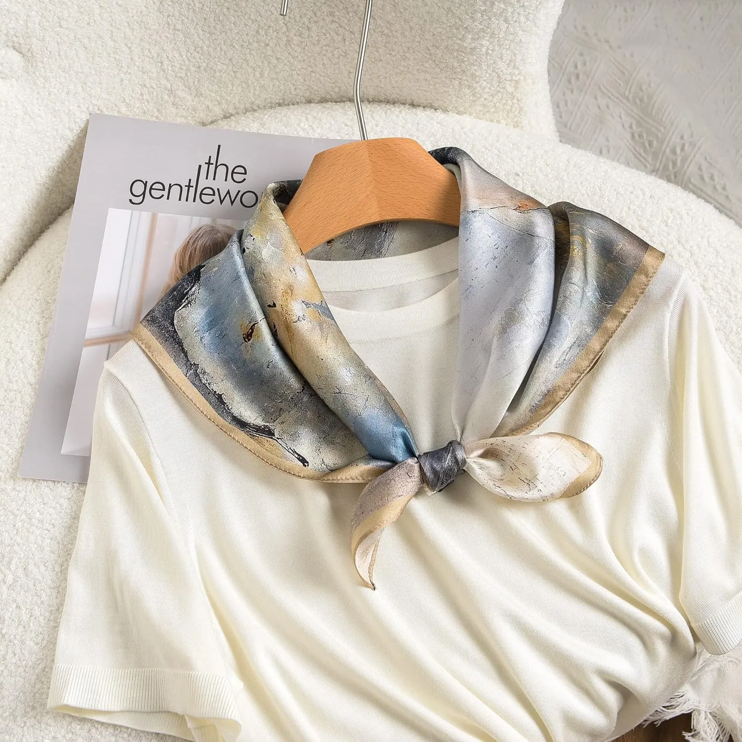100% Pure Mulberry Silk Square Scarf 25.6" X25.6'' - Head & Neck Scarf for Women, Gift-Packaged