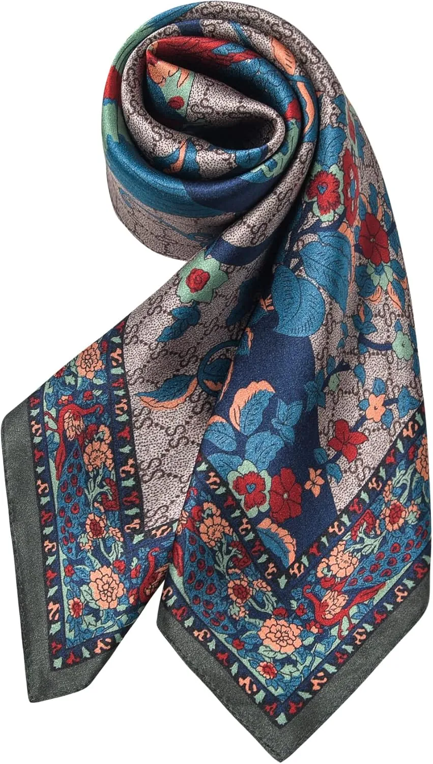 100% Pure Mulberry Silk Square Scarf 25.6" X25.6'' - Head & Neck Scarf for Women, Gift-Packaged