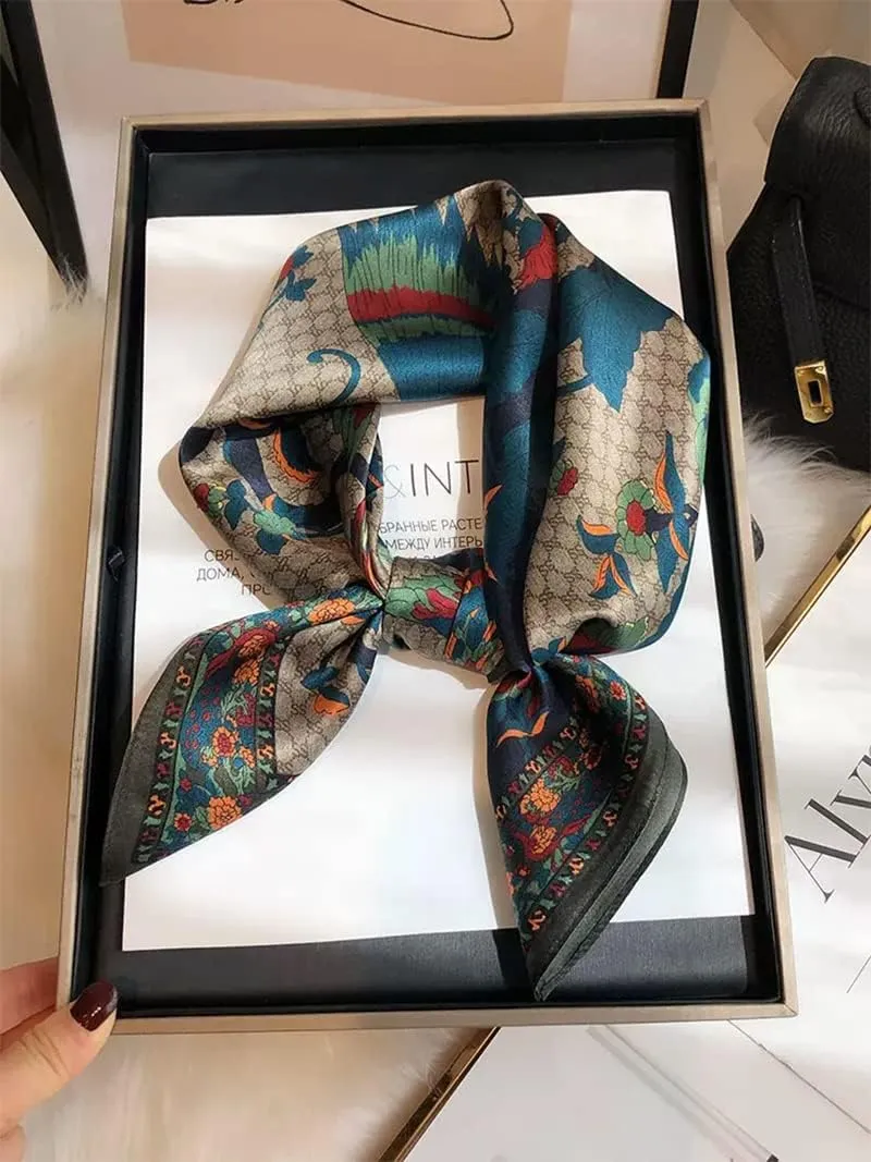 100% Pure Mulberry Silk Square Scarf 25.6" X25.6'' - Head & Neck Scarf for Women, Gift-Packaged