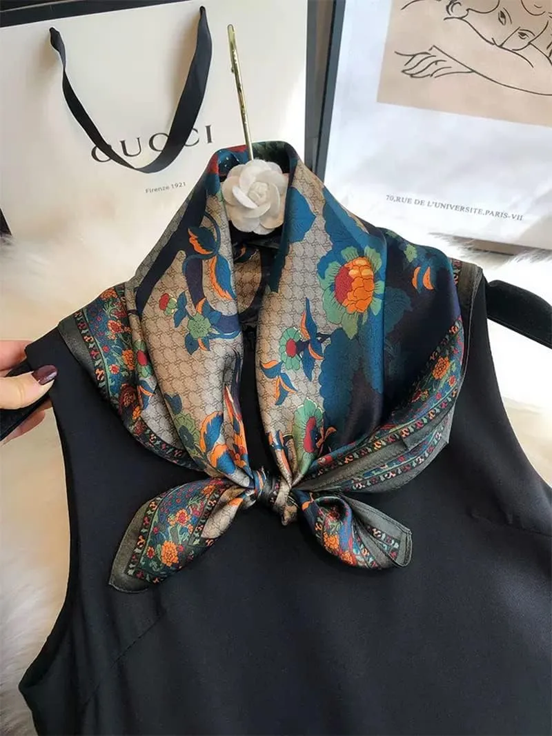 100% Pure Mulberry Silk Square Scarf 25.6" X25.6'' - Head & Neck Scarf for Women, Gift-Packaged