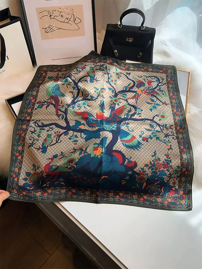 100% Pure Mulberry Silk Square Scarf 25.6" X25.6'' - Head & Neck Scarf for Women, Gift-Packaged