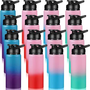 16 Pack Aluminum Water Bottles with Snap Lid Aluminum Reusable Sports Lightweight Leak Proof Water Bottles Bulk for Gym Hiking Cycling Sports Outdoor(20 oz)