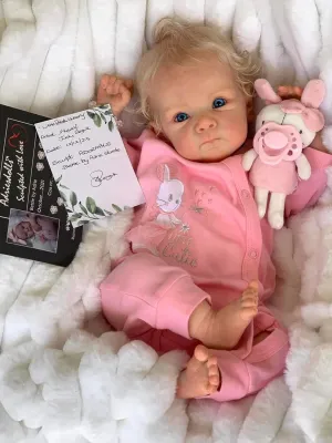18" Lifelike Reborn Baby Dolls Silicone Vinyl Full Body Waterproof Real Life Baby Dolls Girl Realistic Anatomically Correct Baby Doll Blue Eyes for Kids Gifts