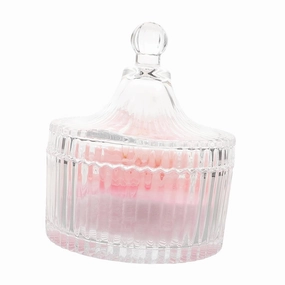 1Set Soft Velvet Dual Sided Makeup Powder Puff with Elegant Ribbon Flower Design Glass Storage Jar for Powder Application Washable and Reusable
