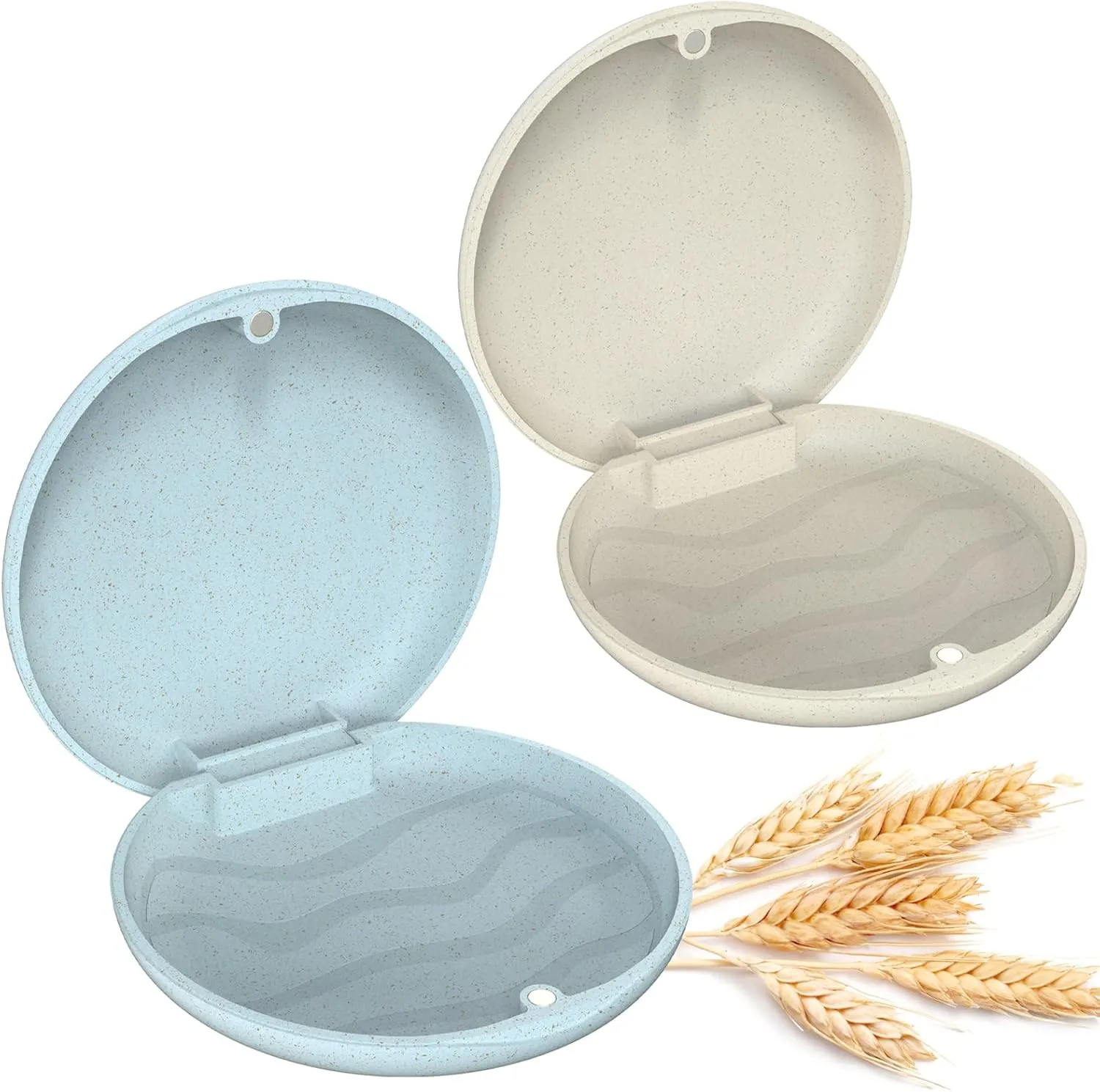 2 Pack Retainer Case, Slim Aligner Case, Night Guard and Mouth Guard, Premium Retainer Case, Retainer Mouth Guards Travel Case (Ivory Blue)