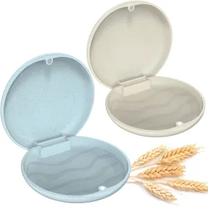 2 Pack Retainer Case, Slim Aligner Case, Night Guard and Mouth Guard, Premium Retainer Case, Retainer Mouth Guards Travel Case (Ivory Blue)