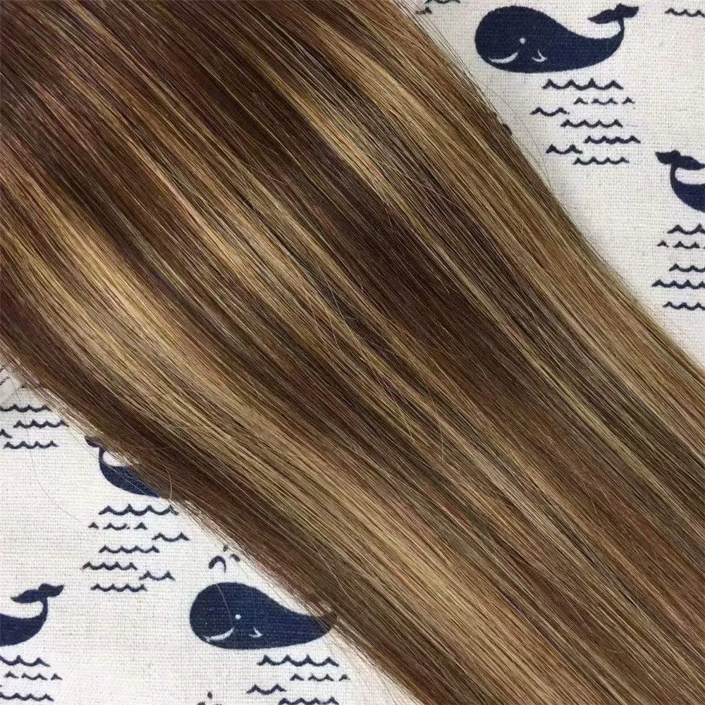 20 Inch 85g Remy Balayage Ombre Clip in Hair Extensions Double Weft 100% Remy Human Hair Clip in Extensions 4/27/4 Balayage Color 7 Pieces