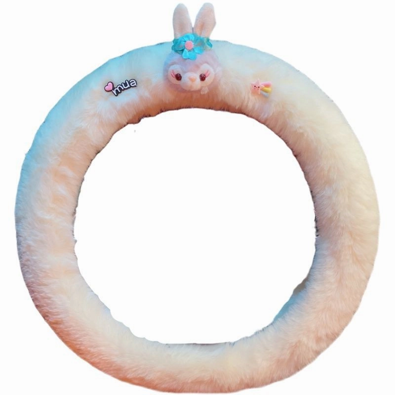 2022 new rabbit radish bear car steering wheel cover autumn and winter plush sweat-absorbing anti-skid handlebar cover goddess