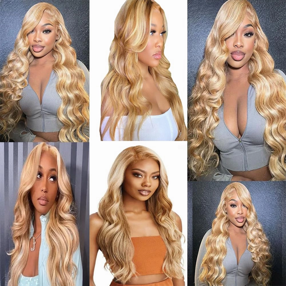 24 26 28 inch P27/613 Honey Blonde Body Wave Bundles Honey Blonde Bundles Human Hair Brazilian Virgin Remy Hair Extensions Double Weft P27/613 Bundles Human Hair Weave Extensions