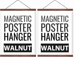 2 Pack Magnetic Poster Hanger Frame 20 Inch Wide, Walnut, Strong Magnet, Premium Wood and Quick Assembly, Wall Hanging Wooden Frame for Posters, Scroll, Picture, Print, 20x28 20x30 20x24