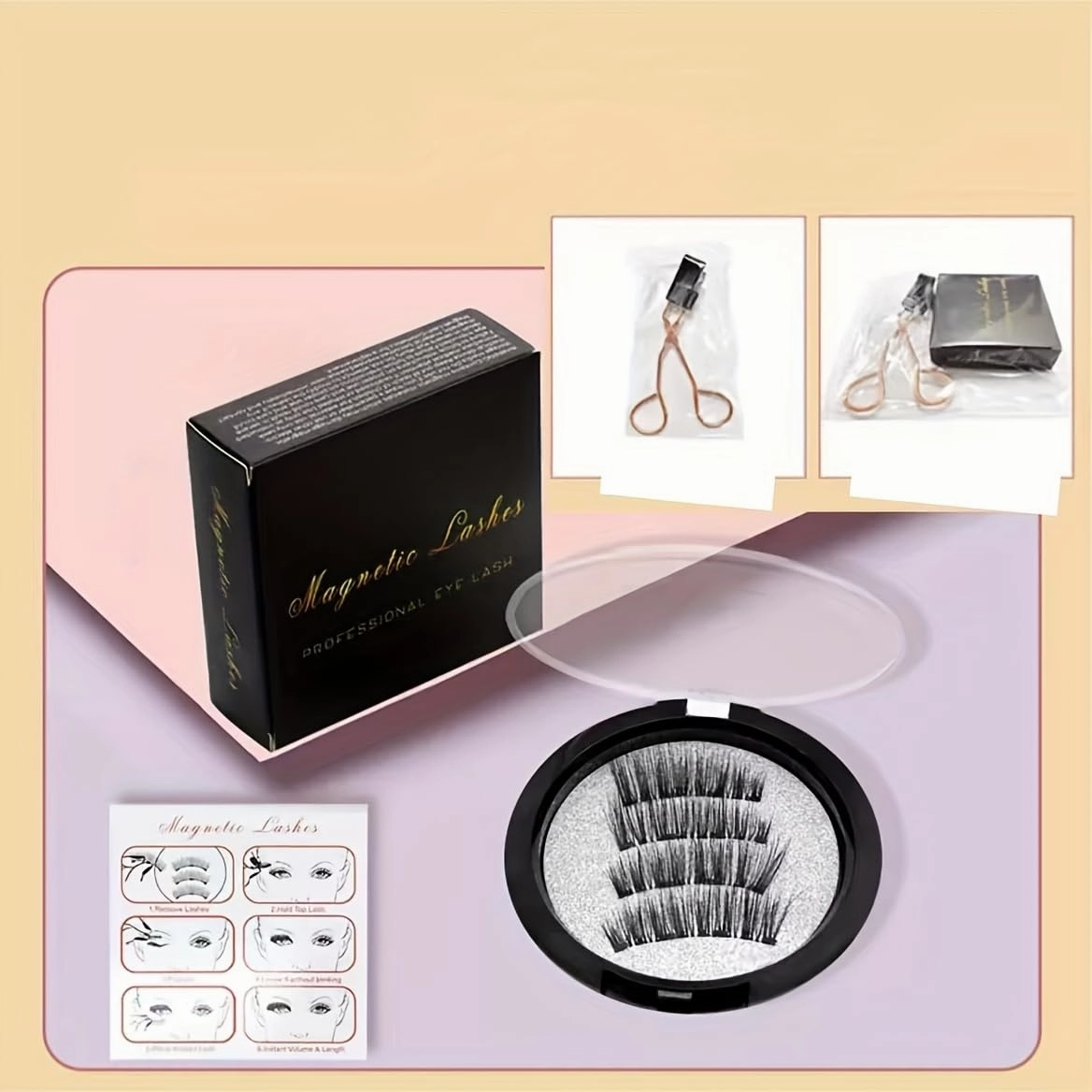 2 Pair of Magnetic False Eyelash Sets With Applicator, No Glue or Eyeliner Needed,Soft Magnetic Eyelashes 3D Natural Look Eyelashes EB 01/02/03/04/05/07/08/09/10 (EB10)