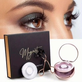 2 Pair of Magnetic False Eyelash Sets With Applicator, No Glue or Eyeliner Needed,Soft Magnetic Eyelashes 3D Natural Look Eyelashes EB 01/02/03/04/05/07/08/09/10 (EB10)