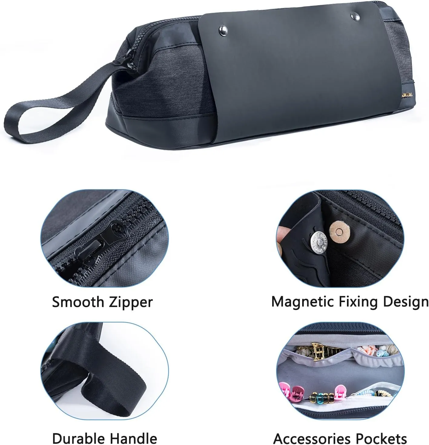 2IN1 Hair Tools Travel Bag with Heat Resistant Mat for Flat Irons, Straighteners, Curling Iron, and Haircare Accessories,Compatible with Revlon One Step Hair Dryer,Revlon Volumizer Hair Dryer Brush