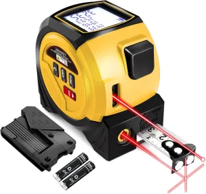 3-in-1 Digital Laser Tape Measure, 131ft Laser Distance Meter & 16ft AutoLock Tape, Laser Crosshairs, Magnetic Tip, Measuring Area/Volume/Pythagorean, Heavy Duty Belt Clip for Construction, DIY