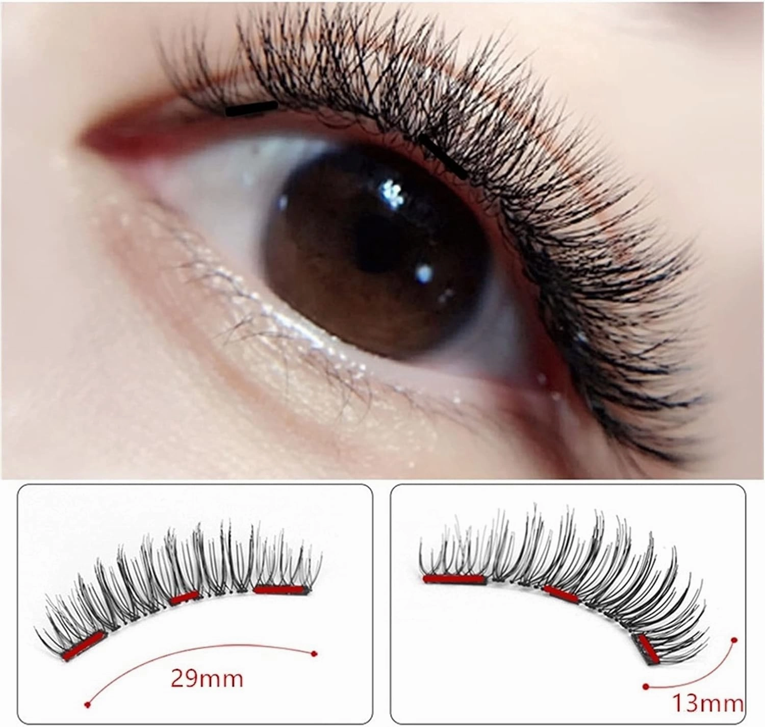 3D Magnetic Eyelashes with 3/4 Magnets Handmade Makeup Mink Eyelashes Extended False Eyelashes Reusable False Eyelashes (Color : CT01 3)