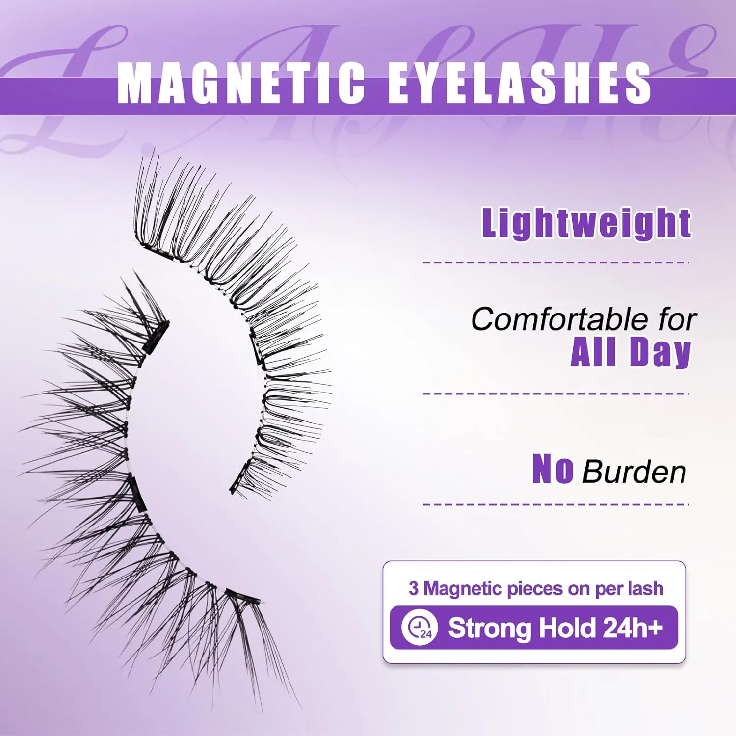 4-Pairs Reusable Magnetic Eyelashes with Applicator: Natural Look, Reusable, No Glue or Liner Needed, Wendy, K8 604-1