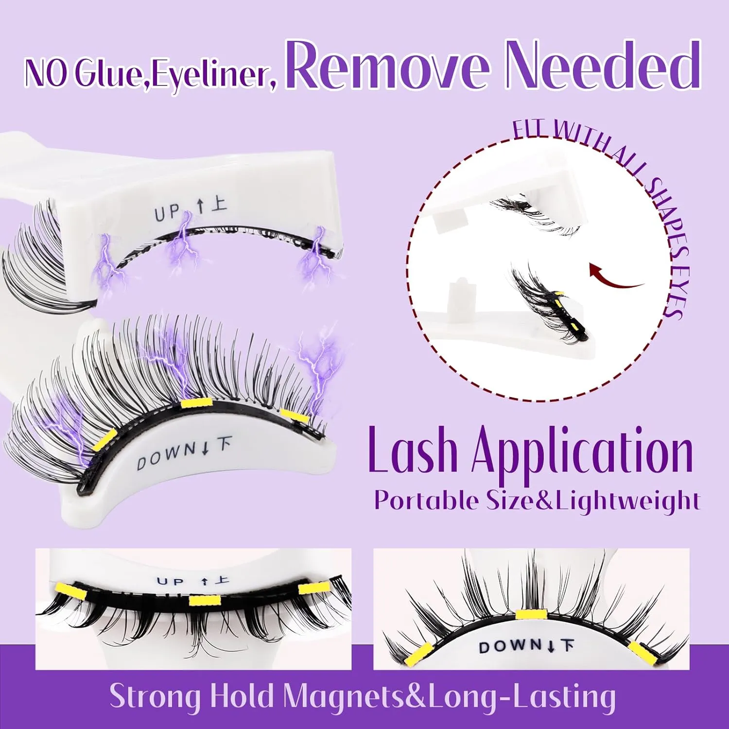 4-Pairs Reusable Magnetic Eyelashes with Applicator: Natural Look, Reusable, No Glue or Liner Needed, Wendy, K8 604-1