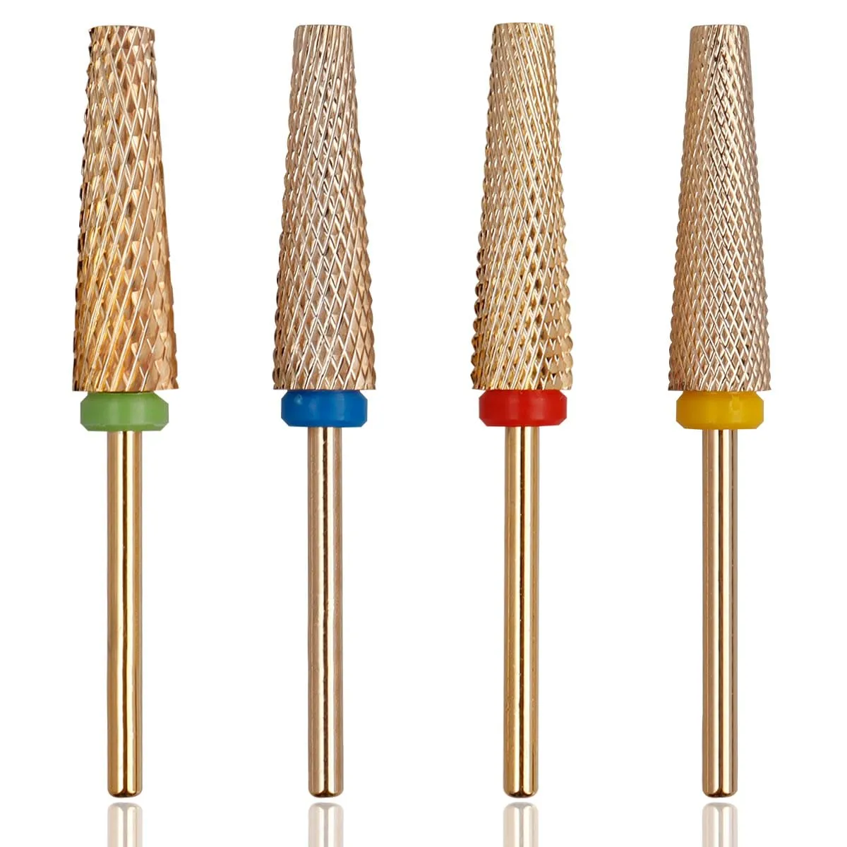 4 Pcs Flat Top Nail Drill Bits Set, Professional 3/32'' Tungsten Steel Alloy Gel Remover Drill Bit M, C, F, XF Cuticle Nail File Bits for Manicure, Pedicure, Salon Home