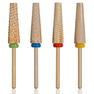 4 Pcs Flat Top Nail Drill Bits Set, Professional 3/32'' Tungsten Steel Alloy Gel Remover Drill Bit M, C, F, XF Cuticle Nail File Bits for Manicure, Pedicure, Salon Home