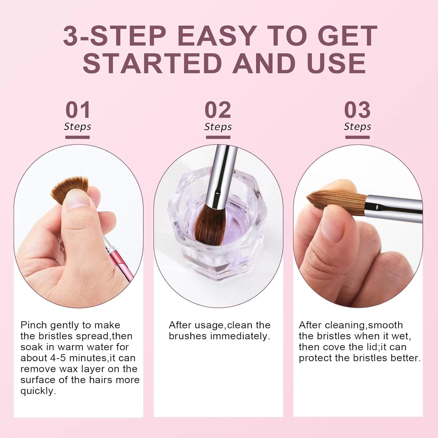 4PCS Acrylic Nail Brush Set, Size 04/08/10/14 Kolinsky Nail Art Brushes for Acrylic Application, Sturdy Handle Oval Shaped Acrylic Powder Nail Design Tools for Professional Manicure DIY Home