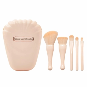 5 Pieces Of Makeup Brush Set Portable Plastic Handle Powder Blusher Brush Eye Beauty Tools Flat Makeup Brush(Color:D)