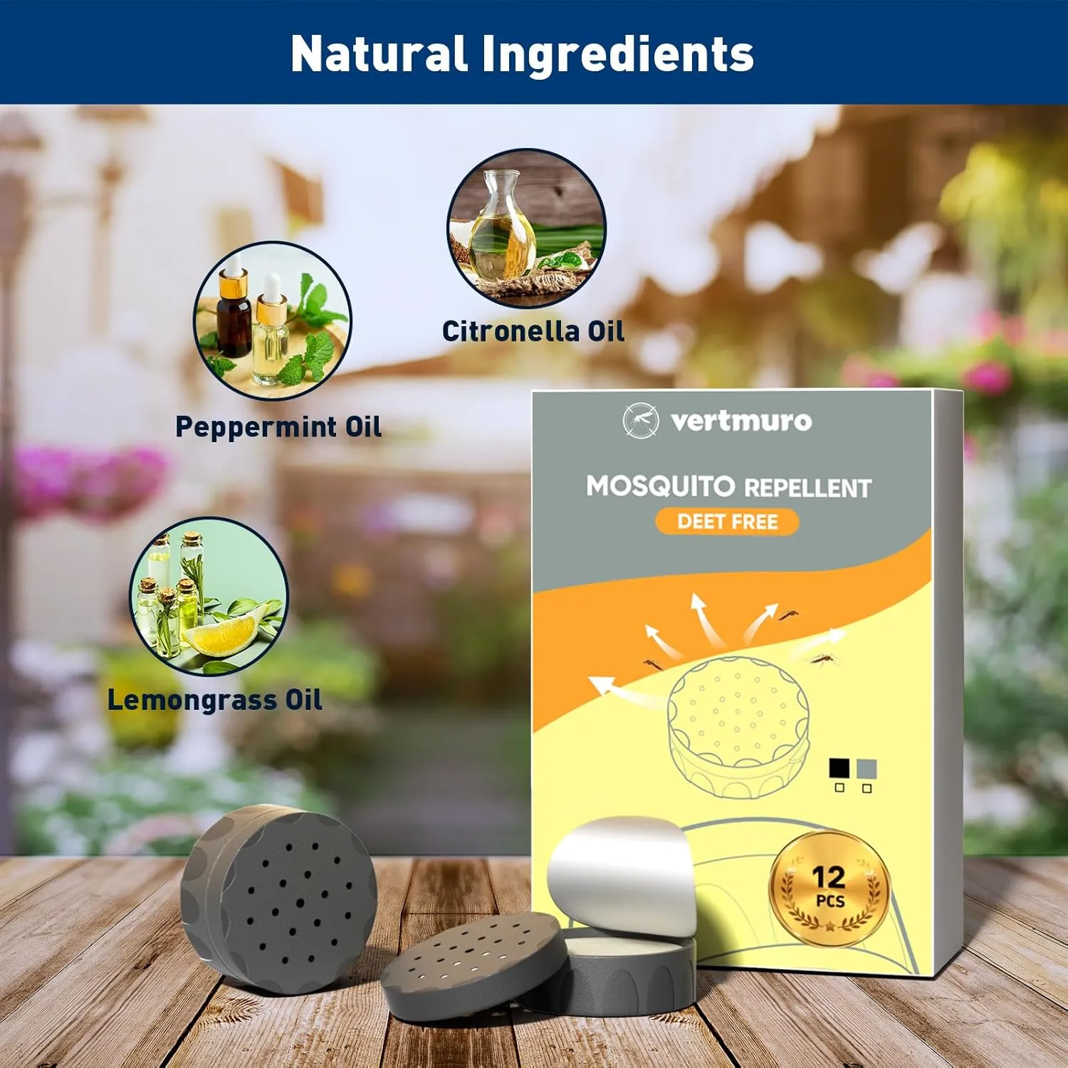 6 Count Mosquito Repellent, Natural Mosquito Repellent Outdoor Carry, Gray