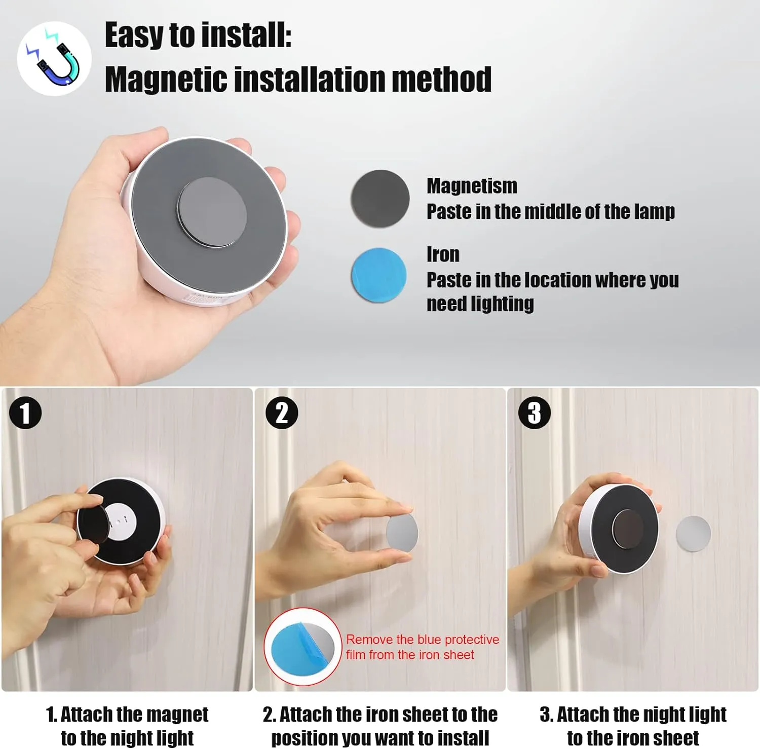 6 Pack Under Cabinet Lights [with Remote], 16 LEDs Wireless Motion Sensor Light Puck Light, 3 Color Temps Dimmable 3000-6000K, Rechargeable Closet Lights for Cabinet, Closet, Kitchen, Hallway, Stairs