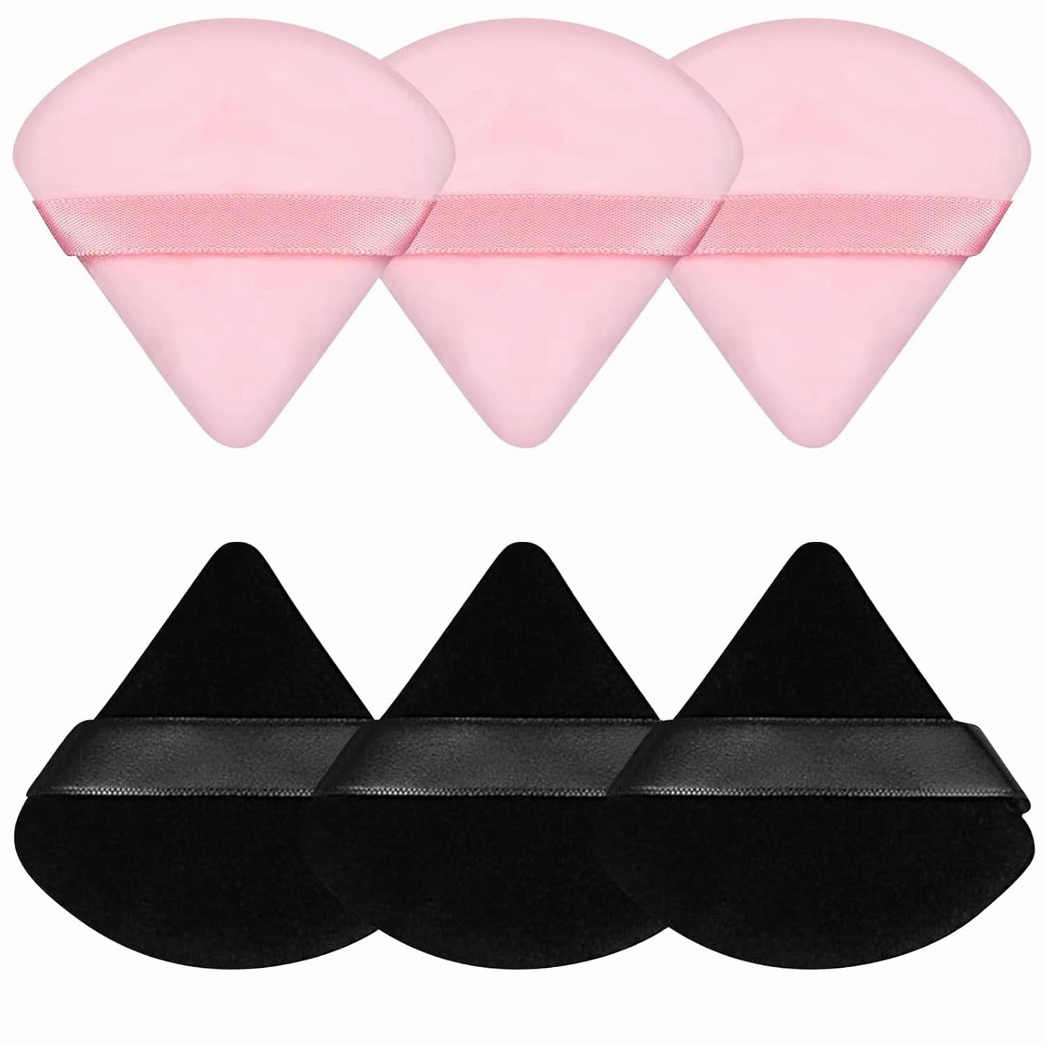 6 Pcs Powder Puff Face Soft Triangle Makeup Puff Velour Makeup Sponge Beauty Blender for Loose Powder Stocking Stuffers for Women (Black)