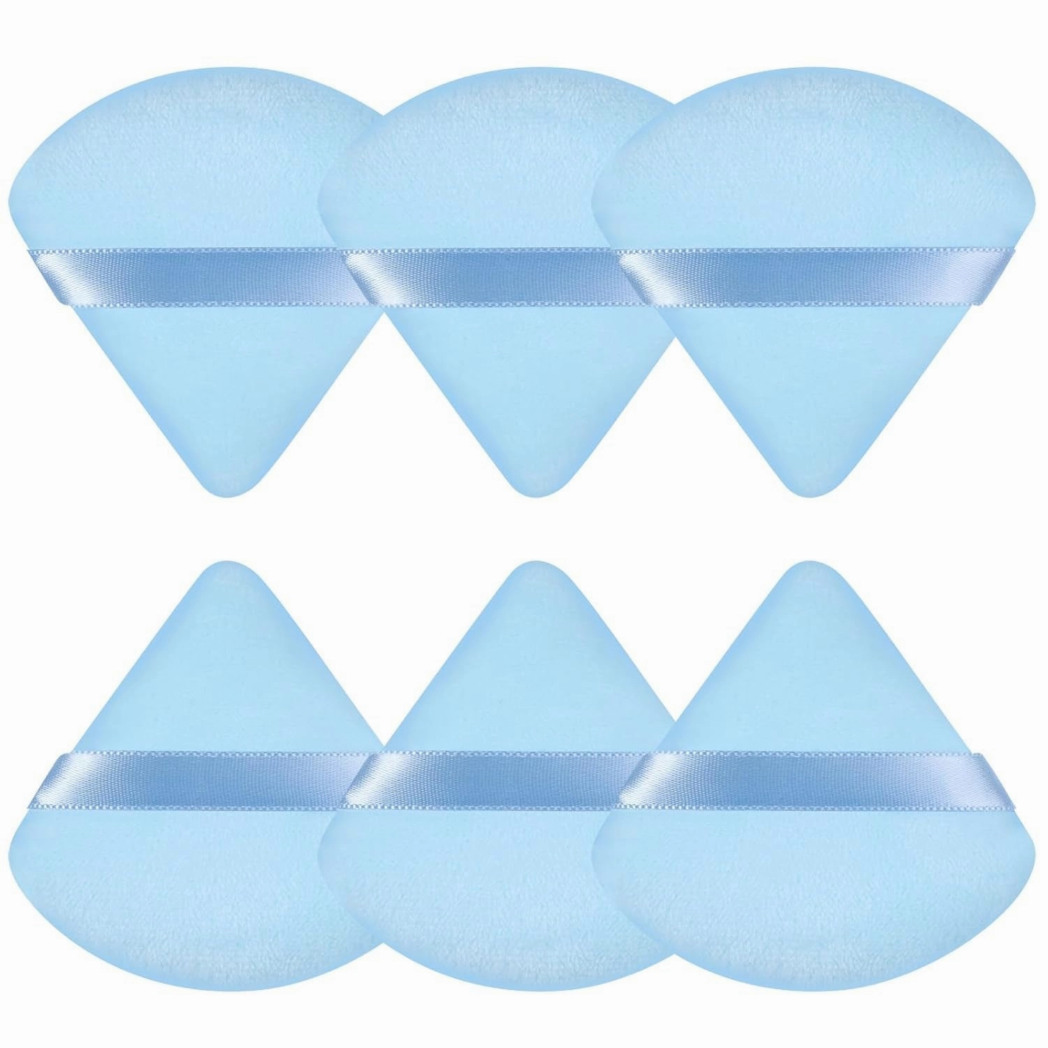 6 Pcs Powder Puff Face Soft Triangle Makeup Puff Velour Makeup Sponge Beauty Blender for Loose Powder Stocking Stuffers for Women (Black)