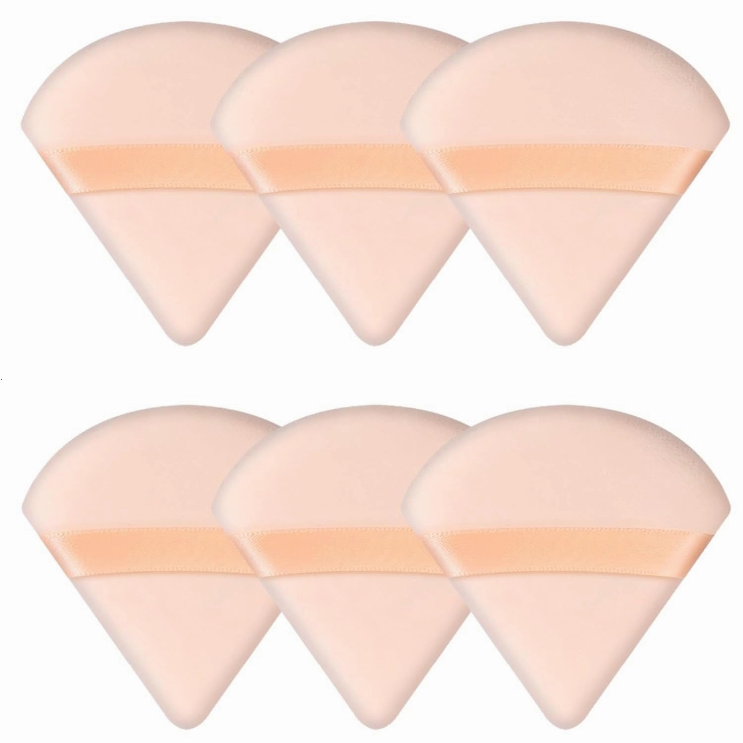 6 Pcs Powder Puff Face Soft Triangle Makeup Puff Velour Makeup Sponge Beauty Blender for Loose Powder Stocking Stuffers for Women (Black)