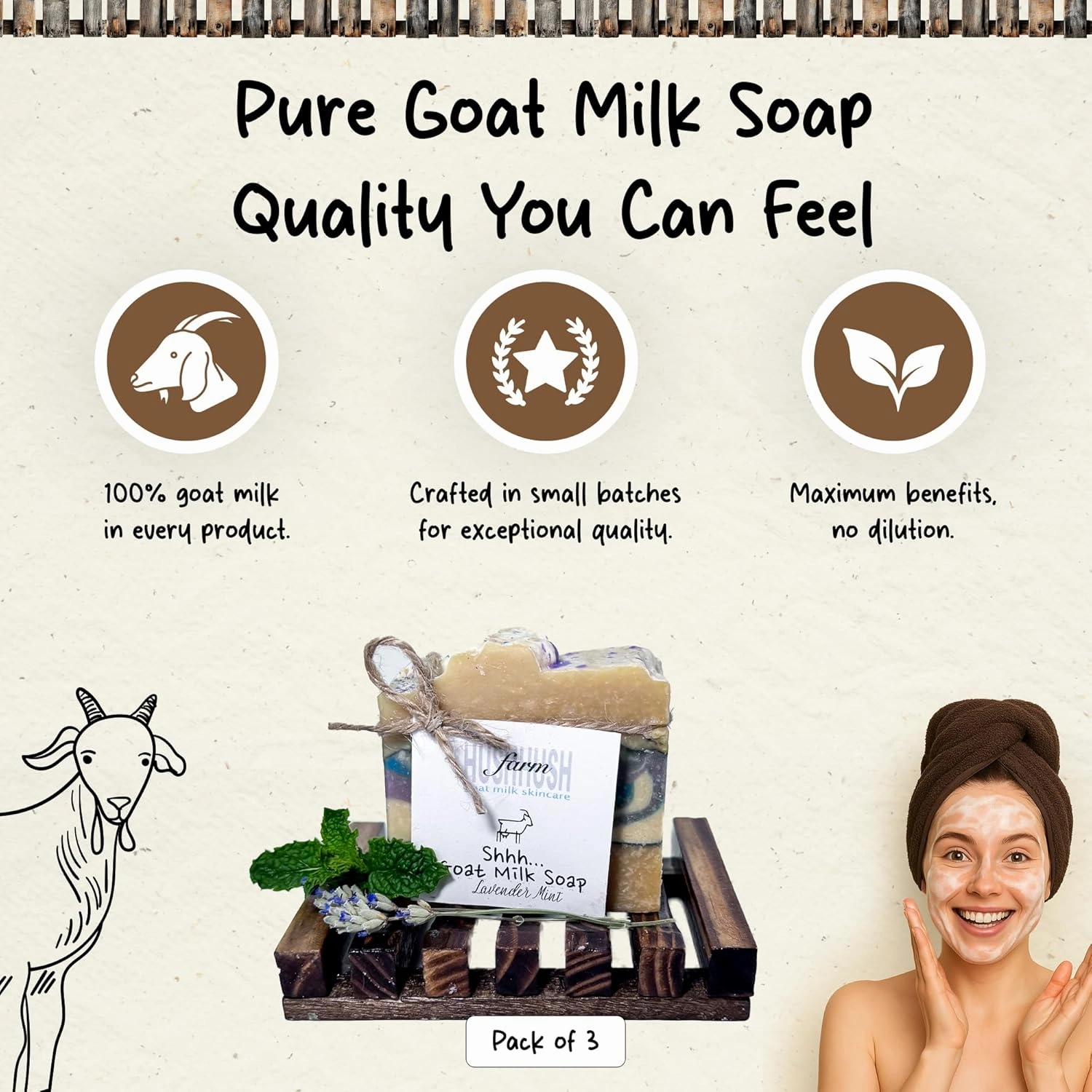 – Goat Milk Soap Bar for Face & Body | Lavender Mint Soap with Essential Oils & Fragrance Oils | Moisturizing Vitamin-Rich Skincare – Lavender Mint 3 Pack