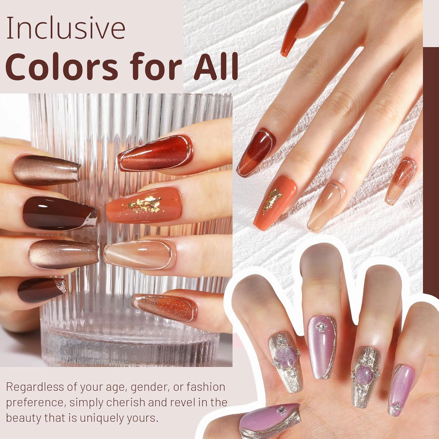 ABAC 24 Color Creme Cat Eye Gel Kit - Hema-Free Magnetic Winter Shades Chestnut Red, Emerald Shimmer w/Pro Magnet & Brush Christmas Party Nails,LED/Lamp Curing,Long-Lasting Gift Set