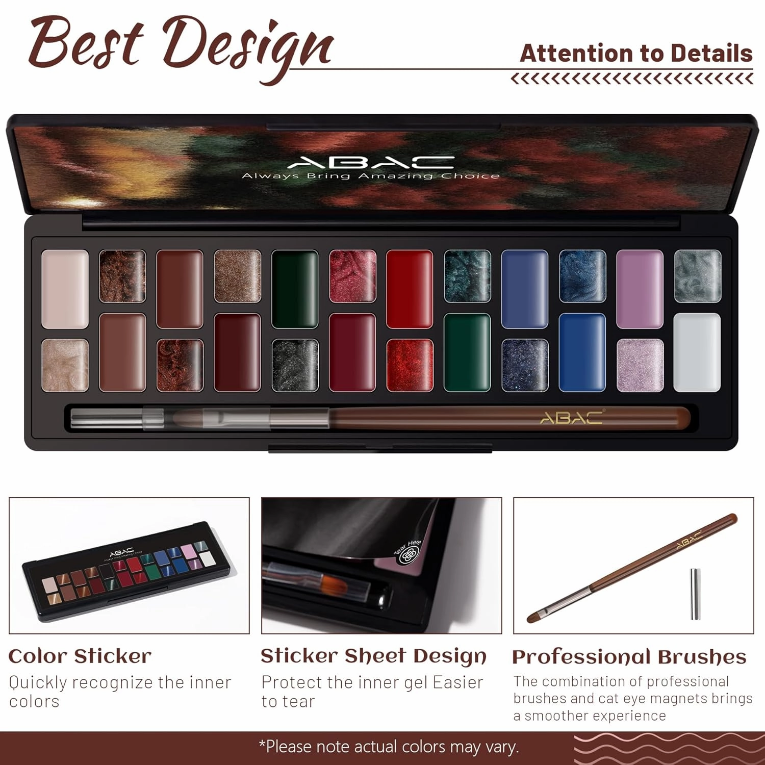 ABAC 24 Color Creme Cat Eye Gel Kit - Hema-Free Magnetic Winter Shades Chestnut Red, Emerald Shimmer w/Pro Magnet & Brush Christmas Party Nails,LED/Lamp Curing,Long-Lasting Gift Set