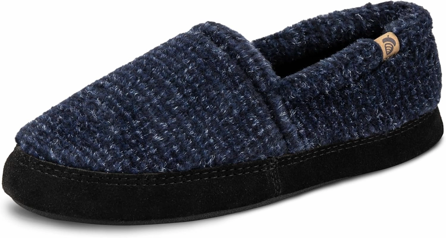 Acorn Men's Slippers with Memory Foam Insole Suede Sidewall and Rubber Outsole