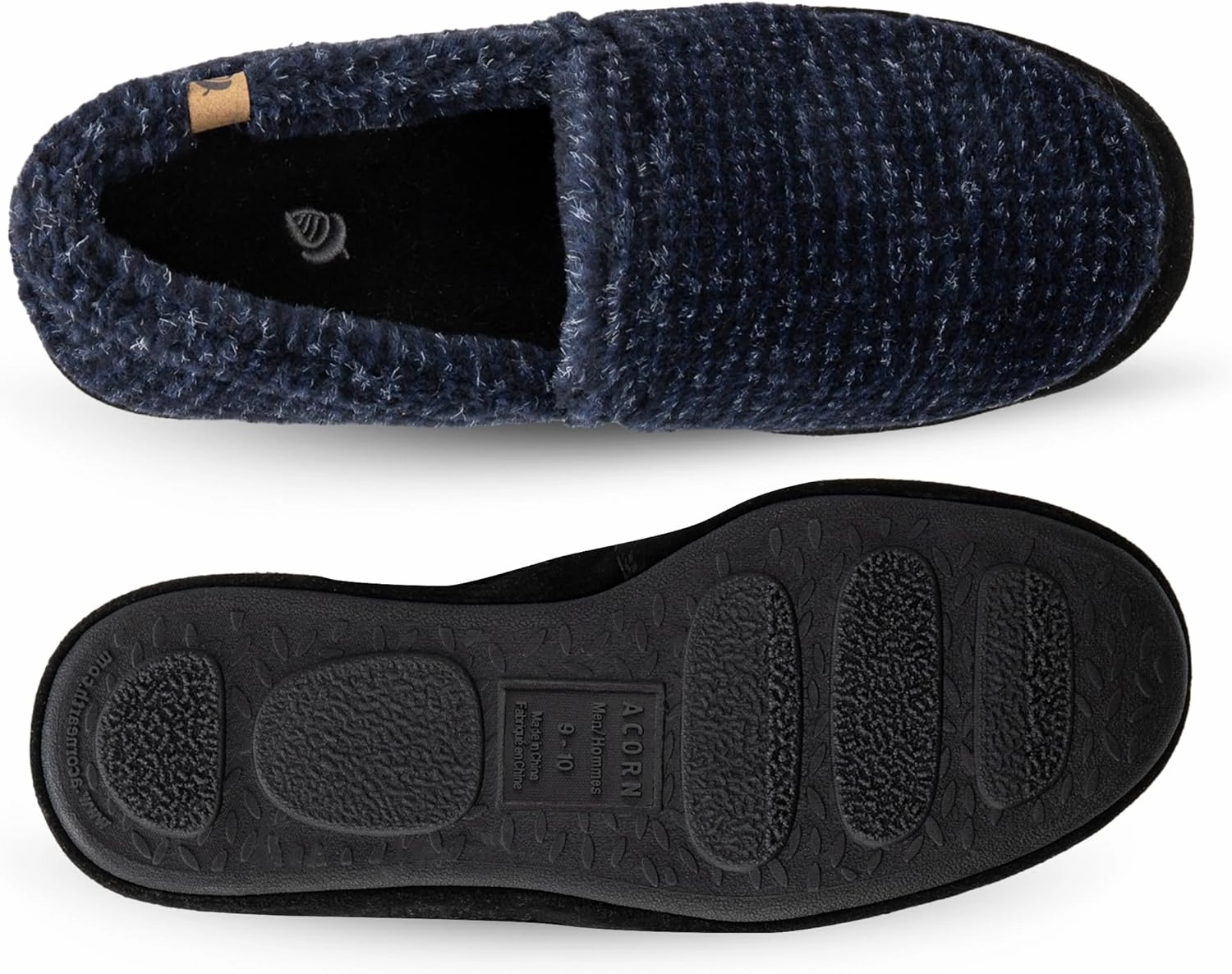 Acorn Men's Slippers with Memory Foam Insole Suede Sidewall and Rubber Outsole