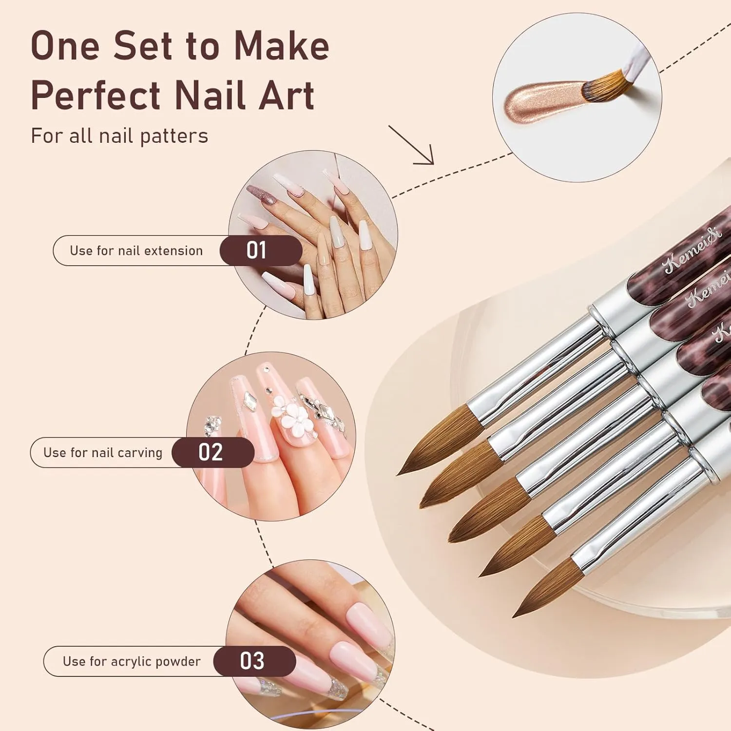 Acrylic Nail Brush Size #16, Kolinsky Nail Art Brushes, Sturdy Handle Oval Shaped Design Tools for Professional Manicure DIY (Leopard Print)
