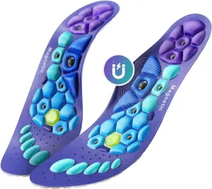 Acupressure Insoles for Men and Women - Orthopedic Acupoint Massage Insoles with Magnetic Technology, Shock Absorption, Non-Slip, Feet and Arch Support (Blue, S(Men 4-7/Women 5-8))
