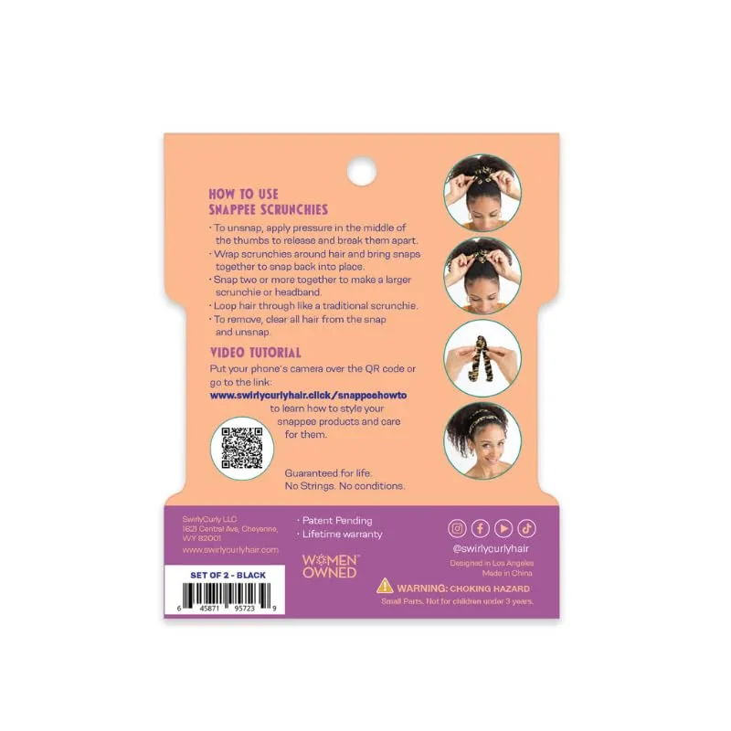 Adjustable Afro Puff Jumbo Scrunchies (2-pack) | No Slip, No Damage Scrunchies Designed for Thick, Curly, and Natural Black Hair (Black Velvet)