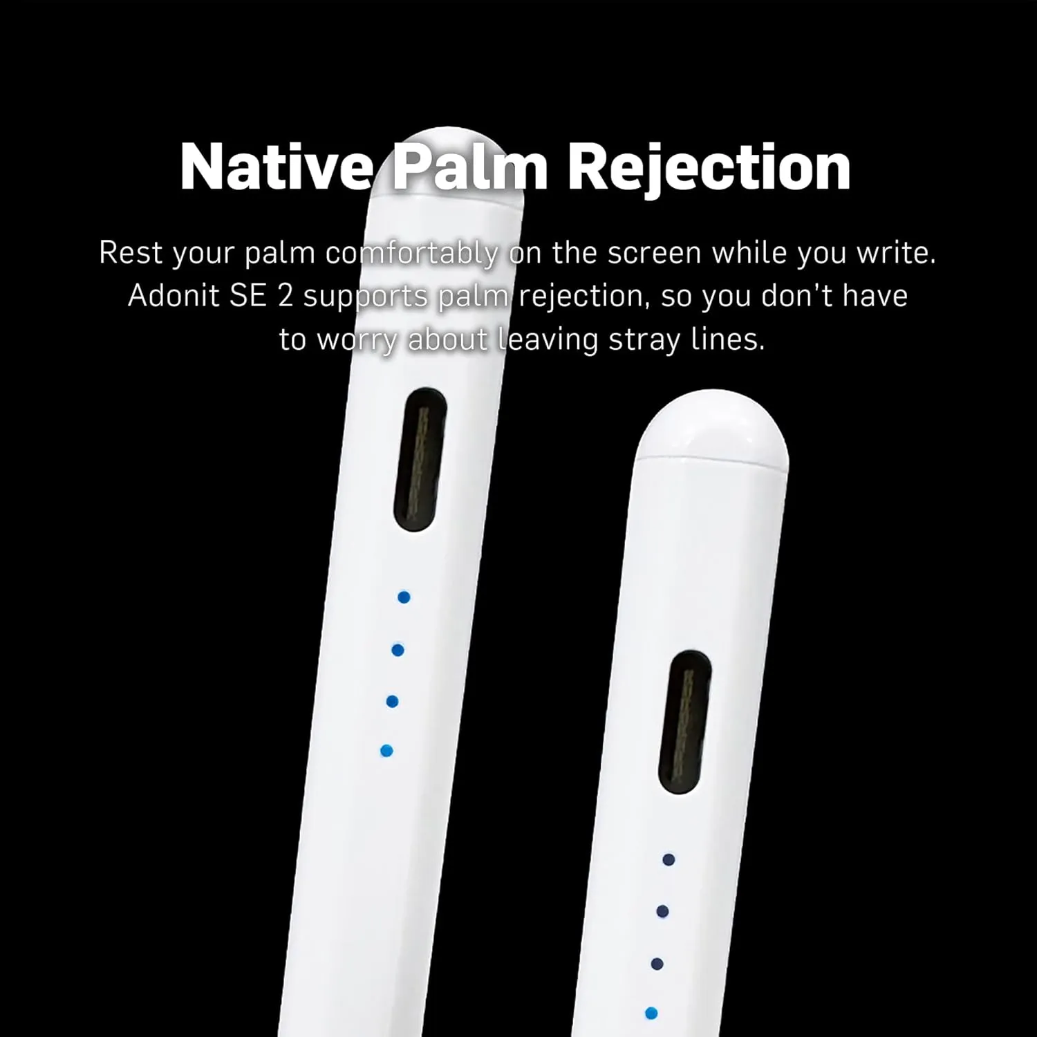 Adonit SE2(White) Magnetic Palm Rejection Stylus - Compatible with iPad 6-10, Mini 5-6, Air 3-6, Pro 11-13