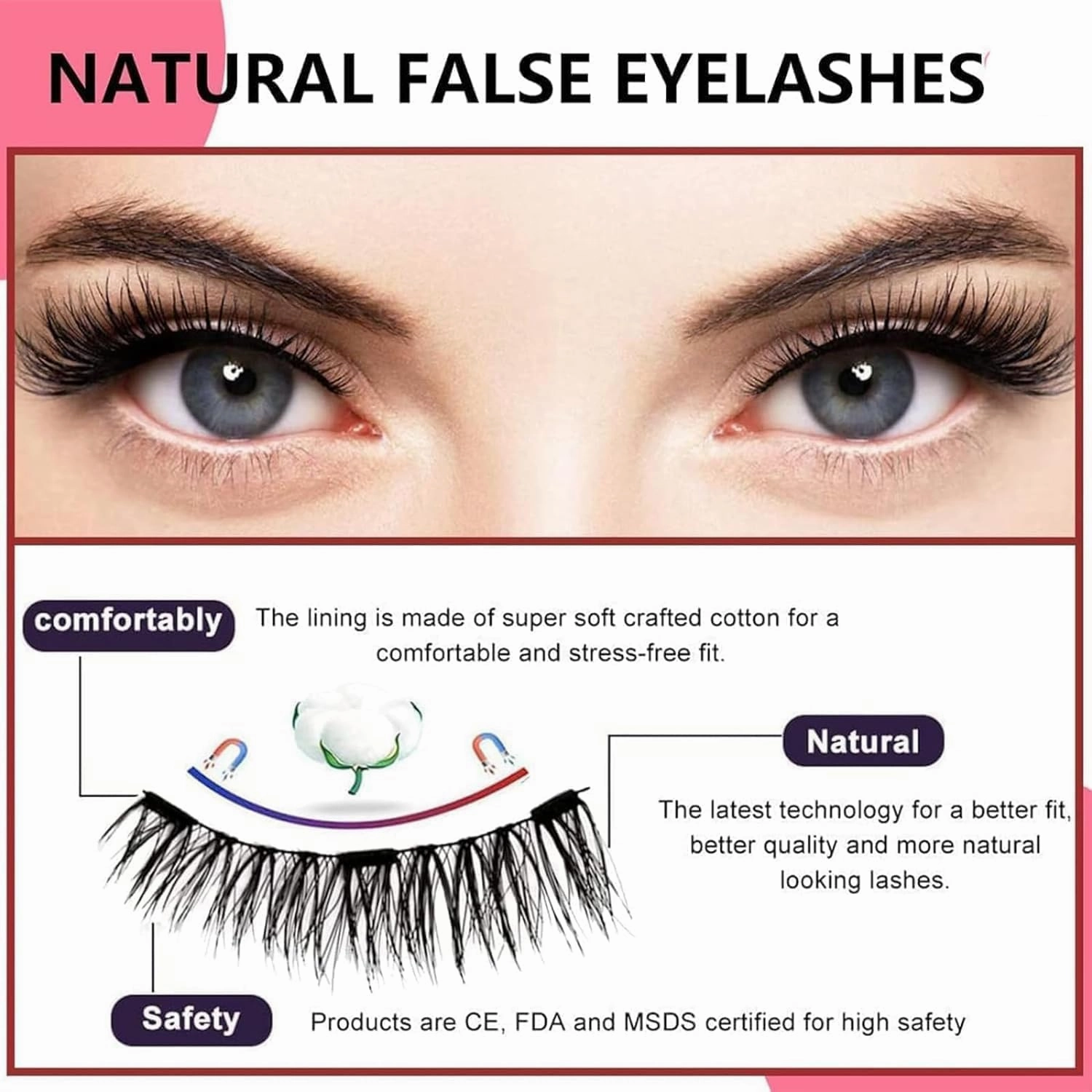 Aerliss Magnetic Lashes, Magnetic Lashes with Applicator, Reusable Magnetic Eyelashes Natural Look, Magnetic Lashes No Glue or Liner Needed, Flawless Magnetic Eyelashes (Natural Fuller)