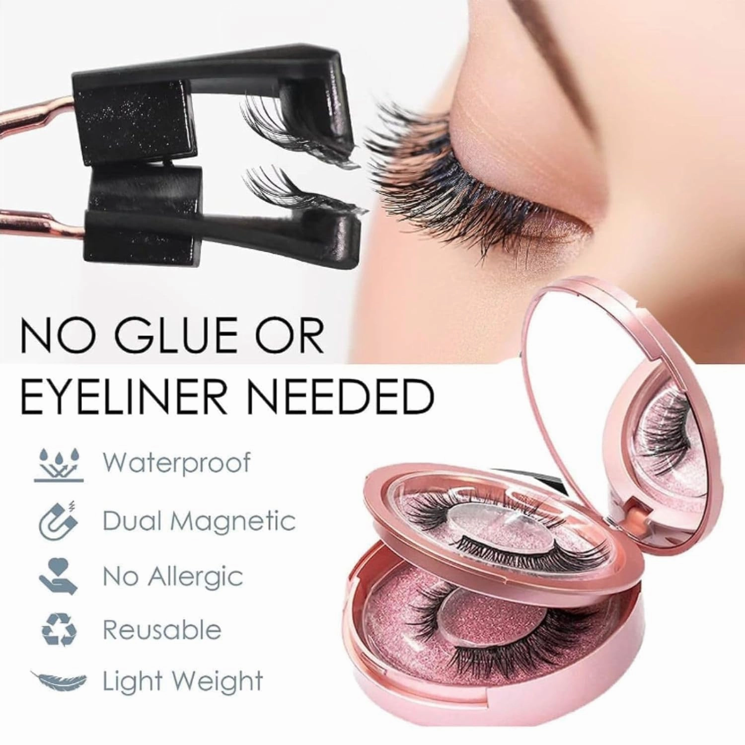 Aerliss Magnetic Lashes, Magnetic Lashes with Applicator, Reusable Magnetic Eyelashes Natural Look, Magnetic Lashes No Glue or Liner Needed, Flawless Magnetic Eyelashes (Natural Fuller)