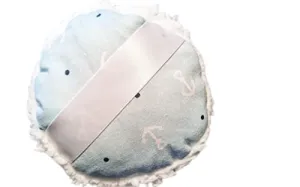 Ahoy Matey - Blue Cotton and Fleece Powder Puff for Dusting Powder Large 4 Inch Diameter